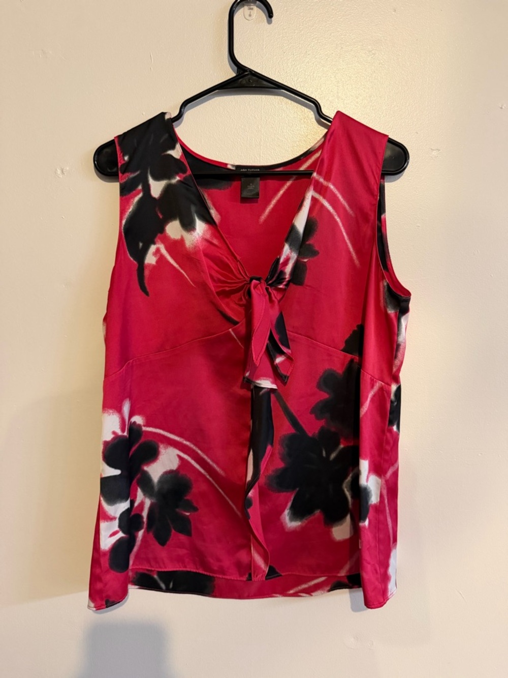 90s/Y2K Satin Floral Tie-Front Sleeveless Top